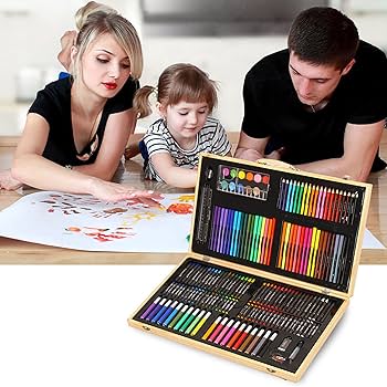 絵の具 色鉛筆 クレヨン 画材 ケース入り Amazon | HIUGO お絵かきセット 色鉛筆 150色 176色 絵の具